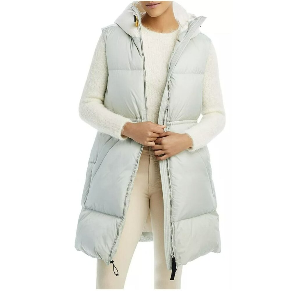 Parajumpers Long Puffer Vest in Light Gray/Cream